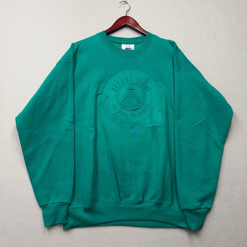 Lee Sweatshirt Mens XL Green Vintage 90s Second Wave Intel Embossed Made in USA